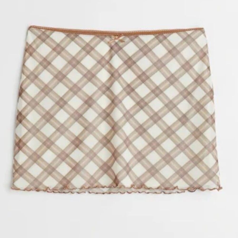 NWT coquette lace trim plaid mini skirt